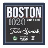 ToneSpeak Boston 1020 speaker logo with Alnico magnet emblem and MISCO branding.